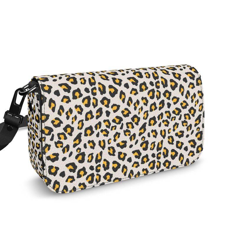 Leopard Print Mustard Yellow Small Foldover Box Bag by SilverPegasus